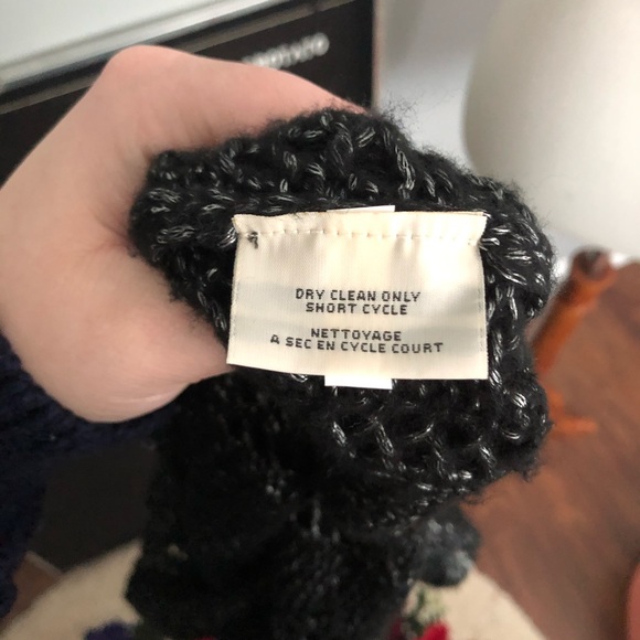 Denim & Supply Ralph Lauren Black Shimmer Open Weave Knit Sweater Size XS - Picture 6 of 6